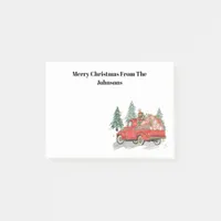 Merry Christmas Vintage Red Truck Watercolor Post-it Notes