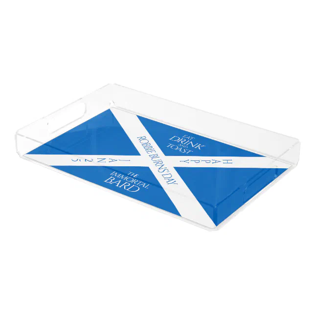 Eat Drink and Toast Robbie Burns Scottish Flag Acrylic Tray