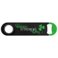 Sparkly Green Shamrock Happy St Patrick’s Day Bar Key