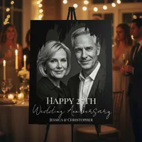 Black and White 25th Wedding Anniversary Photo Foam Board
