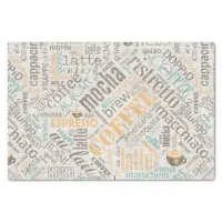 Coffee on Burlap Word Cloud Teal ID283 Tissue Paper