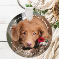 Pet Wedding Personalized Dog Photo Engagement Keychain