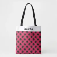 Red Plaid Buffalo Check Christmas Shopping Custom Tote Bag