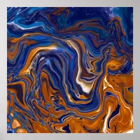 Blue and Copper Marble Poster