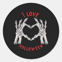 Halloween Skeletal Hands Heart Funny Saying  Classic Round Sticker