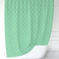 Mint Green and White Polka Dots Shower Curtain