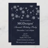 blue snow festive Corporate holiday party Invitation