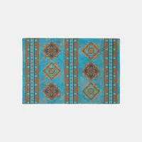 Southwest Mountain Peaks Geometric Turquoise 3x2 Rug