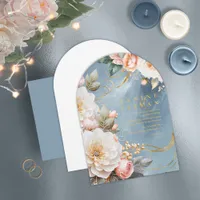 Floral Drama Wedding Blue Arch ID1022 Invitation