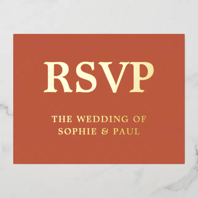 Classic Terracotta Song Choice Foil RSVP Card