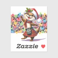 A Festive Scottish Christmas Otter Sticker