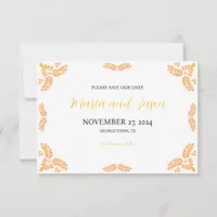 Mexican Talavera Yellow Floral Minimalist Wedding Save The Date
