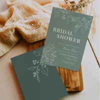 Sage Green Boho Floral Bridal Shower Invitation