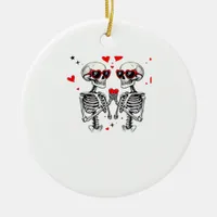 Skeleton Heart Hands Trending Modern Aesthetic Ceramic Ornament