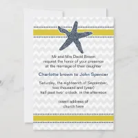 Navy and Yellow Starfish Beach Wedding Stationery Invitation