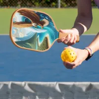 Majestic Eagle Soaring Above Ocean Pickleball Paddle