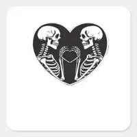Skeleton Heart Hands Sign Halloween Costume Retro  Square Sticker