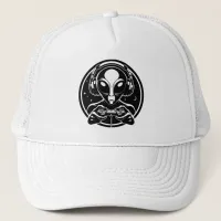 Gamer Alien with Controller and Headphones Trucker Hat