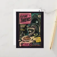 Raccoon Stealing Cookies Faux Vintage Book Cover Postcard