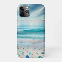 Pretty Blue Ocean Waves and Sea Glass  iPhone 11 Pro Case