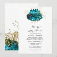 Turquoise & Gold Vintage Shabby Drive By Shower Invitation