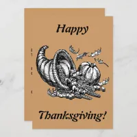 Cornucopia Line Art Holiday Thanksgiving, ZPR Invitation