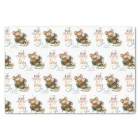 Cute Mice Jingle All The Way Glitter Name Tissue Paper