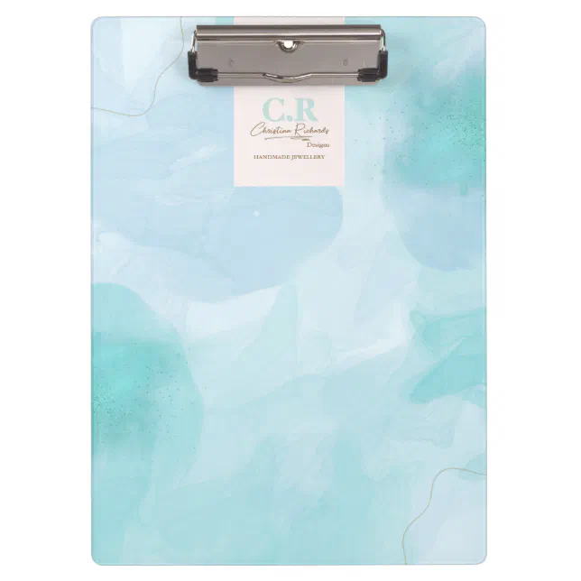 Modern Blue Teal Watercolor Clipboard