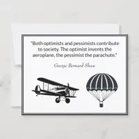 Aeroplane Parachute Quote George Bernard Shaw Postcard