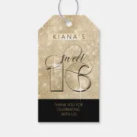 Glitter and Shine Sweet 16 Black/Gold ID675 Gift Tags