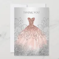 Silver Rose Gold Dress  Thank You Card