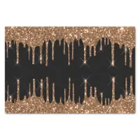 Black gold glitter drips girly luxury  tissue paper