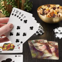 Dreamy kitschy Maiden with Flower Wreath AI Art Poker Cards