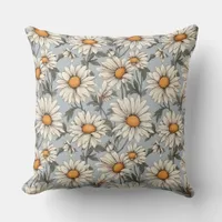 Daisy and Dusty Blue Throw Pillow