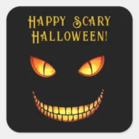 Scary Eyes and Crazy Smile Halloween  Square Sticker