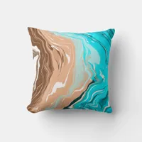 Abstract Beach Fluid Art Throw Pillow