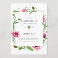 Watercolor Pink Poppies Wedding Program