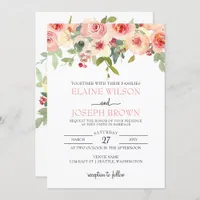 Modern Blush Floral Wedding  Invitation