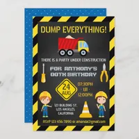 Construction Chalkboard Birthday Party any age Invitation