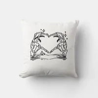 Skeleton Hand Heart Funny Design Style Throw Pillow