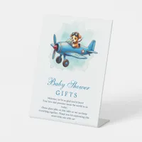 Vintage Airplane Puppy Pilot Baby Shower Gifts Pedestal Sign