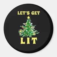 Let's Get Lit Funny Christmas Drinking Classic Magnet