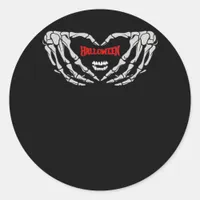 Skeleton Hands Folded In A Heart Funny Halloween Classic Round Sticker