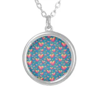 Multicolored Watercolor Hearts Necklace