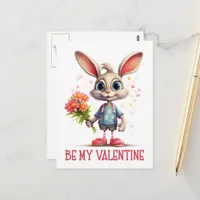 Adorable Funny Cute Valentine Rabbit Postcard