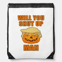 Man, Trumpkin Halloween Drawstring Bag