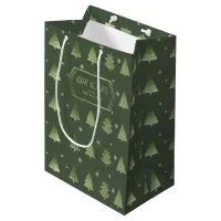 Christmas Trees and Snowflakes Pattern Green ID863 Medium Gift Bag