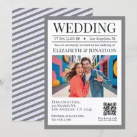 Lavender & Grey Magazine Wedding Photo Invitation