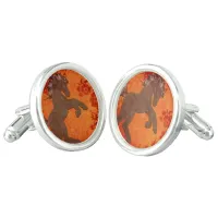 Majestic Horse in Asian Floral Tapestry Cufflinks