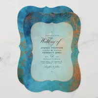 Grunge Copper Patina and Turquoise Wedding Invitation